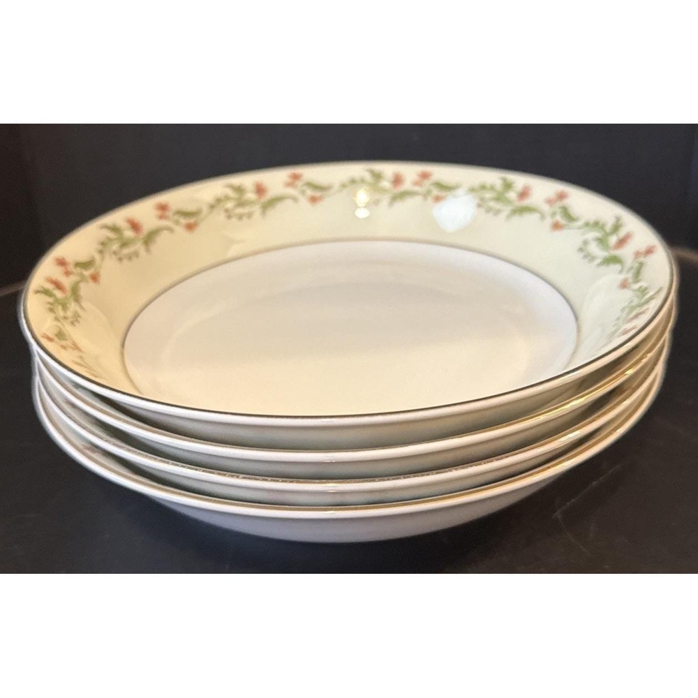 Heinrich Selb Bavaria Germany Gold Trim Pink Flowers‎ Soup Bowl Bowls Set Of 4
